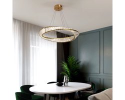 Crystal Ring Hanglamp - Kristallen Kroonluchter - Goud - 40 cm - Woonkamerlamp - Moderne Hanglamp