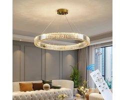 Crystal Ring Hanglamp - Kristallen Kroonluchter - Goud - 60 cm - Woonkamerlamp - Moderne Hanglamp