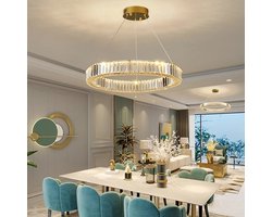 Crystal Ring Hanglamp - Kristallen Kroonluchter - Goud - 60 cm - Woonkamerlamp - Moderne Hanglamp