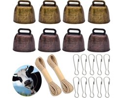 CSGoods - Bronzen bel met koperen klokken voor weilanden en dieren met henneptouw