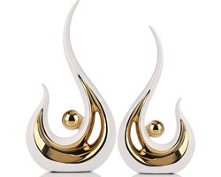 CSGoods - Keramische woondecoraties in blauw en wit - Handgeschilderde ornamenten voor thuis - Unieke interieuraccessoires