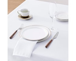 CSGoods - Rond tafelkleed wit Ø200 cm 10 personen polyester 210 g/m² - Kerst Nieuwjaar bruiloft verjaardag.