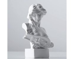 CSGoods - Wit beeldje van Griekse godin voor donkere Academia en Coquette kamer - Romeinse vrouw buste Artemis altaar - Vintage muzikale godin sculptuur