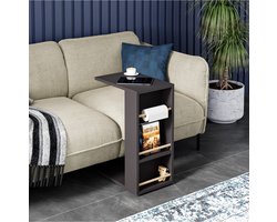 CT3-G - Bijzettafel op Wielen - Plank Salontafel - Opgerolde Handdoek Bevestigbaar - Bankstandaard - C-tafel - Nesttafel - Middentafel met Plank - Antraciet - 29 x 44 x 65 cm