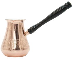 Cu29 BRIKI Serie - Miedziany Tygielek - 400 ml - Houten Handgreep - Handgemaakt