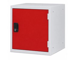 Cube Locker OKK 45 cm – Lichtgrijs/Rood – Met cilinderslot