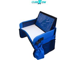 CUBEXCOM® Reistafel voor Kinderen, Tekentafel, Tablethouder, Auto en Vliegtuig Reistafel voor Kinderen, Opvouwbaar, Autotafel, Organizers, Speeltafel, Eettafel, Auto Organizer voor Kinderen, BLAUW