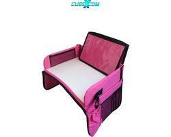 CUBEXCOM® Reistafel voor Kinderen, Tekentafel, Tablethouder, Auto en Vliegtuig Reistafel voor Kinderen, Opvouwbaar, Autotafel, Organizers, Speeltafel, Eettafel, Auto Organizer voor Kinderen, ROZE