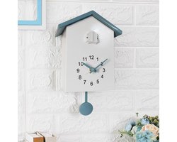 Cuckoo Clock, Vintage Cuckoo Wall Clock, Cuckoo Clock with Pendulum Voices Call Bird House Wall Art Home Living Room Office Decor (White + Grey)