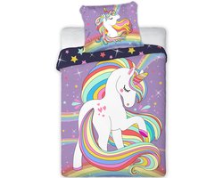 Cuddles BABY / Peuter dekbedovertrek, Unicorn - 100 x 135 cm / 40 x 60 cm - Katoen