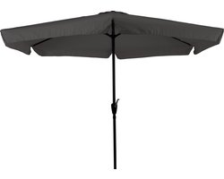 CUHOC Parasol met Volanten - Grijze Parasol - Parasol Stokparasol - 3m Parasol - Parasol met Molen - 6 Hoekige Parasol - Makkelijk in te draaien Parasol