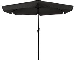 CUHOC Parasol met Volanten - Zwarte Parasol - Parasol Stokparasol - 3m Parasol - Parasol met Molen - 6 Hoekige Parasol - Makkelijk in te draaien Parasol