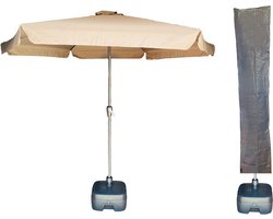 CUHOC - Parasol Urban Taupe - Ø300cm + Verrijdbare Parasolvoet + Parasolhoes
