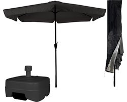 CUHOC Zwarte Parasol - Parasolhoes - Extra Zware Vulbare Verrijdbare Parasolvoet - parasol met voet, parasol met hoes en voet, stokparasol met hoes en voet