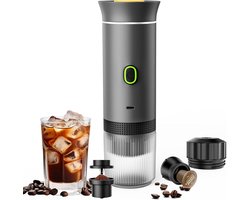 Cuhostki 1 Stuk Draagbaar Koffiezetapparaat - Grijze 3-in-1 Draagbare Koffiemachine Met Capsule Compatibiliteit - 7500mAh Batterij En 20Bar Druk - Type-C Oplaadbaar Reis Espresso Apparaat