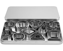 Cuhostki 1 Stuk Uitsteekvorm Set - Zilveren Koekvormpjes 30 Delig - RVS Bakvormen Met Veilige Rand En Scherpe Snijkant - Geschikt Voor Koekjes En Knutselen