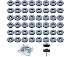 Cuhostki - 48 Stuks - Meubelglijders Teflon Ø19mm - Stoelglijders Met Schroeven - Groen/Zwart - Voor Tafels, Banken & Kasten - Vloerbescherming & Geluidsreductie