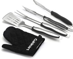 Cuisinart BBQ Accesoires - Spatel, vork en tang van Roestvrij staal - Barbecue Gereedschap - Set van 4 stuks