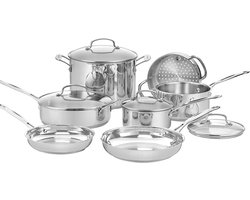 Cuisinart - Chef’s Classic™ Pannenset - 11-Delig - RVS - Inductiegeschikt - Met Glasdeksels - Vaatwasserbestendig