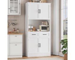 Cuisine-Pro Luxe Buffetkast & Voorraadkast met 4 Deuren en 2 Laden (80x36x180 cm)