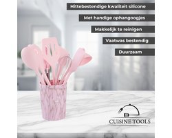 Cuisine Tools Keukengerei set Roze - Kookgerei set 9 delig - Keuken gereedschap - Siliconen - Marmer - BPA Vrij & Plastic Vrij - Hittebestendig - Ophangbaar - Koken accessoires - Koken - Cadeau