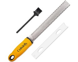 Cuisinly® Premium RVS Rasp Zester - Handrasp lang - Citroenrasp - Kaasrasp - Gemberrasp - Knoflookrasp - Incl beschermhoes & borstel