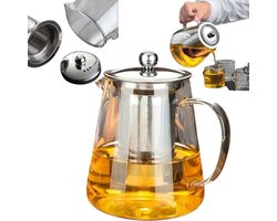 Culinique® Premium Dikke Borosilicaatglas Theepot – 1300ml – Met Roestvrijstalen Infuser – RVS Zeef - Vaatwasserbestendig – Grote Theepot voor Thuis, Cadeau, Feestdagen, Kerstmis & Thanksgiving