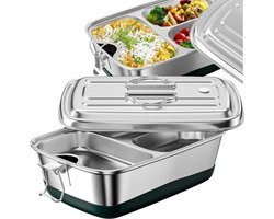 Culinique® RVS Lunchbox 2000ml – Grote Broodtrommel – Lunch Bakje BPA-vrij & Lekvrij – Bento Box met Meerdere Vakken – Meal Prep Lunch Organizer – Ideaal voor School Werk, Picknick & Onderweg – Voor Kinderen & Volwassenen