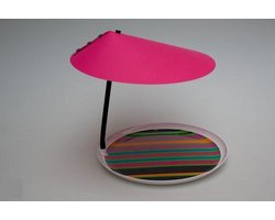 Culisol - Veelkleurig dienblad met buigzame zwanenhals en zonwerende rode parasol