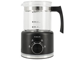 Culix Glazen Melkopschuimer – PFAS-vrij – Barista – Elektrische Melkopschuimer – Vaatwasserbestendig – 4 Programma’s – Koud & Warm Schuimen – 500 ML – Zwart