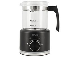 Culix Glazen Melkopschuimer – PFAS-vrij – Borosilicaat Glas – Vaatwasserbestendig – 4 Programma’s – Koud & Warm Schuimen – 500 ML – Zwart