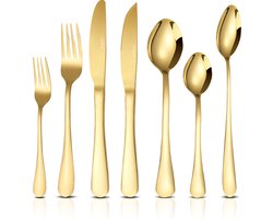 Culminar Bestekset Champagne Goud (42-delig) – Bestekset – Bestekset 6 persoons – Bestekset goud – Met Steakmes
