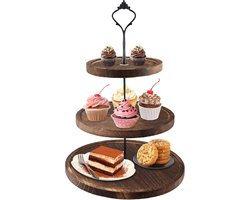Cupcake etagère 3 niveaus - Houten taartstandaard voor verjaardagen en feesten