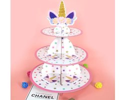 Cupcake Standaard Unicorn - Etagere - Roze - Eenhoorn - Pink - Glitter - Feestje - 3 Lagen - Cupcake Stand -