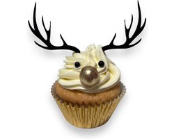 Cupcake topper gewei zwart - Tasty Me