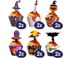 Cupcake Toppers - Papier - 12 Stuks - Halloween Decoratie - Cupcake Versiering - Bakken