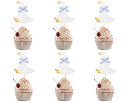 Cupcake Toppers - Silly Goose Ontwerpen - 9x8 cm Blauw met Strik
