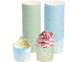 Cupcake Vormpjes - Muffin Vormpjes Papier - Bakken Desserts - Voedselveilig Papier - 7 x 6 cm - Blauw Groen