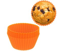 Cupcake Vormpjes Silicone Oranje SILLINIE 5,5 cm 6 stuks - Muffin Bakvormen - Muffinvormpjes - Muffinvorm - Bakvorm
