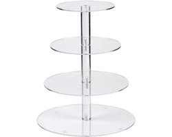 Cupcakestandaard 4 verdiepingen - Taart etagère - Feestelijke presentatie - Stapelbaar en in hoogte aanpasbaar - 4 etages - Transparant