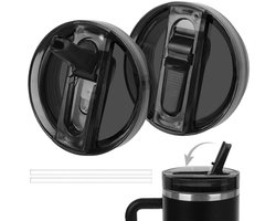 Cupdeksel, 2 stuks reservedeksels voor bekers van 100 ml met 2 rietjes, herbruikbaar, lekvrij en stofdicht, Stanley-deksel