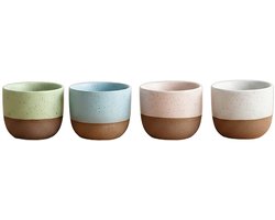 Currero Cappucino Kopjes - Koffiekopjes Met Oor - Cappuccino Glazen - Dubbelwandig - Set Met Schoteltjes - Espresso - Thee - Latte Macchiato - 4 Kleuren
