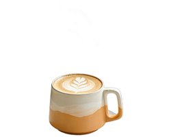 Currero Cappucino Kopjes - Koffiekopjes Met Oor - Cappuccino Glazen - Dubbelwandig - Set Met Schoteltjes - Espresso - Thee - Latte Macchiato - Geel