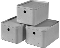 Curver Beton Opberbox + Deksel S - 4 liter - 3 stuks - Lichtgrijs