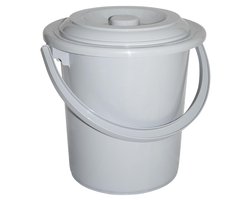 Curver Camping Toiletemmer - met Deksel - 5 l - Ø 23,5 cm - Lichtgrijs