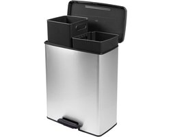 Curver Deco bin slim 254619 Afvalbak 52 l (b x h x d) 486 x 615 x 284 mm Zilver, Zwart 1 stuk(s)