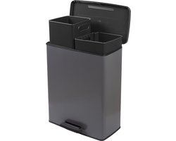 Curver Decobin Duo Prullenbak - 26L + 26L - Rechthoekig - Grijs