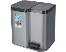 Curver Duo Pedaalemmer Prullenbak met Losse Binnenemmer - 15L + 6L - Grijs