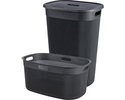Curver Filo Wasmand met deksel 55L + Wasmand 45L - Antraciet