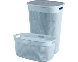 Curver Filo Wasmand met deksel 55L + Wasmand 45L - Blauw